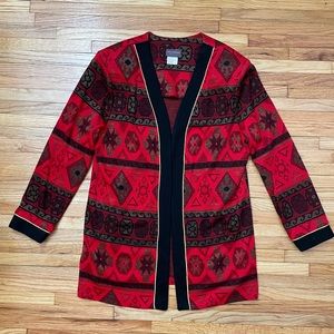 Vintage Tina Barrie Southwest Print Blazer - Red Gold & Black